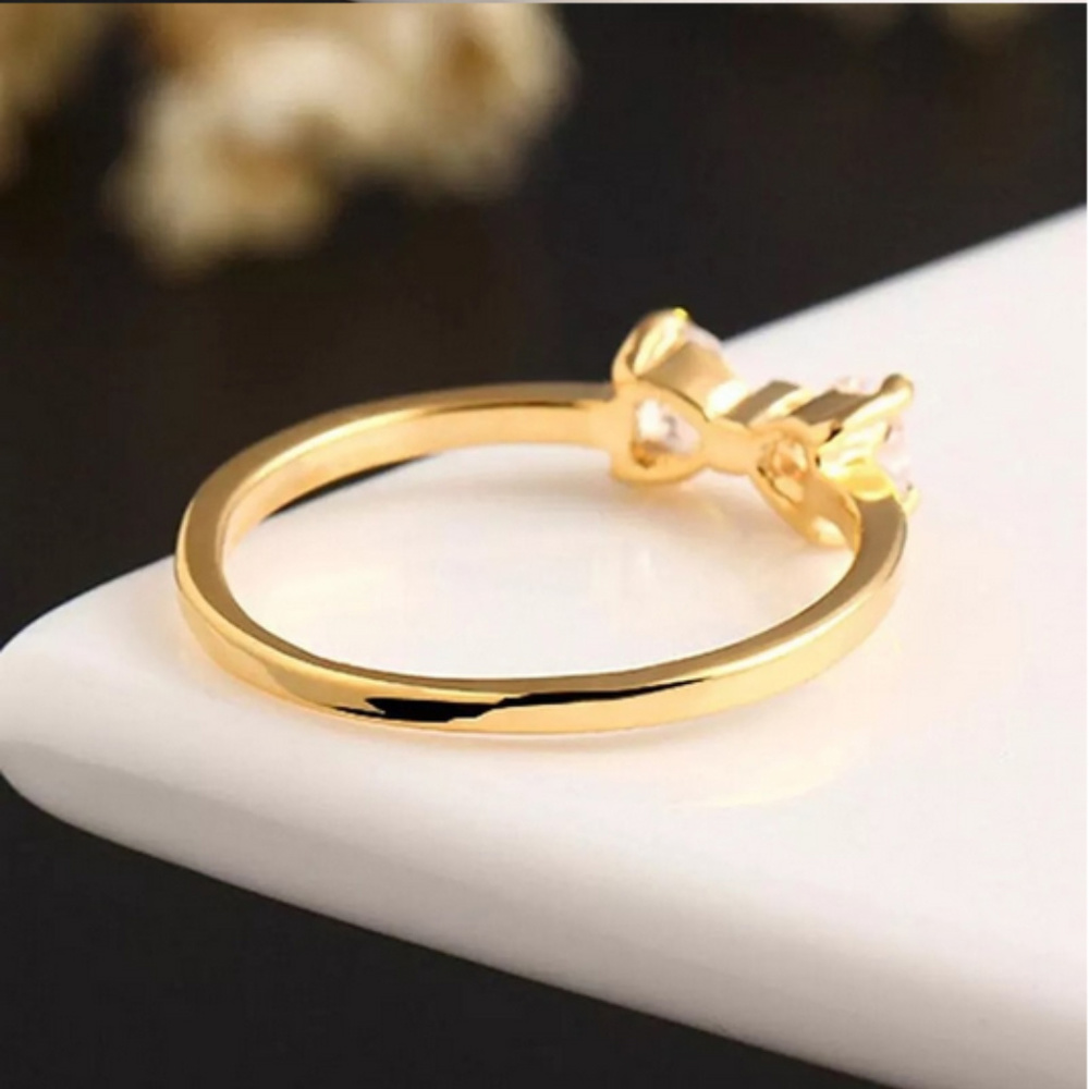 🍒 CZ Crystal Bow 🎀 Gold Ring - Picture 4 of 4